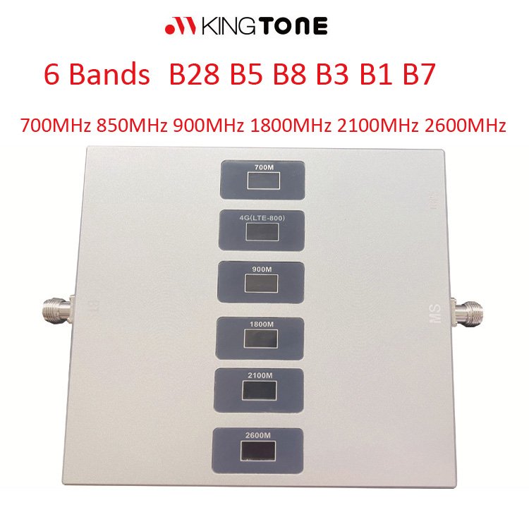 New B28 B20 B8 B3 B1 B7 6 Band Cellular Signal Repeater Amplifier 700 800 900 1800 2100 2600 Mobile Signal Booster 3G 4G 5G